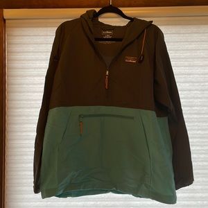 LL Bean Womens Anorak - Gray & Turquoise